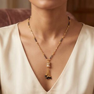 Traditional Gold Plated Black Beads Long Mangalsutra For Women (Art No.238)