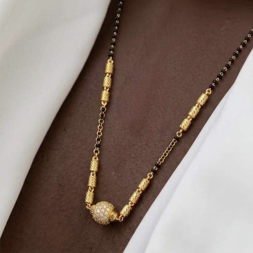 Gold Plated Black Beads AD Ball Mangalsutra for Women (Art No.230) - Image 3