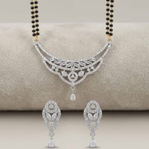 Silver-Toned AD Mangalsutra Set with Matching Earrings (Art No.353)
