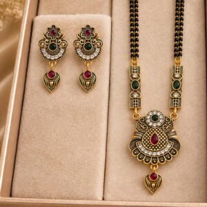 Gold Plated Antique Mangalsutra Set with Earrings (Art No.356)