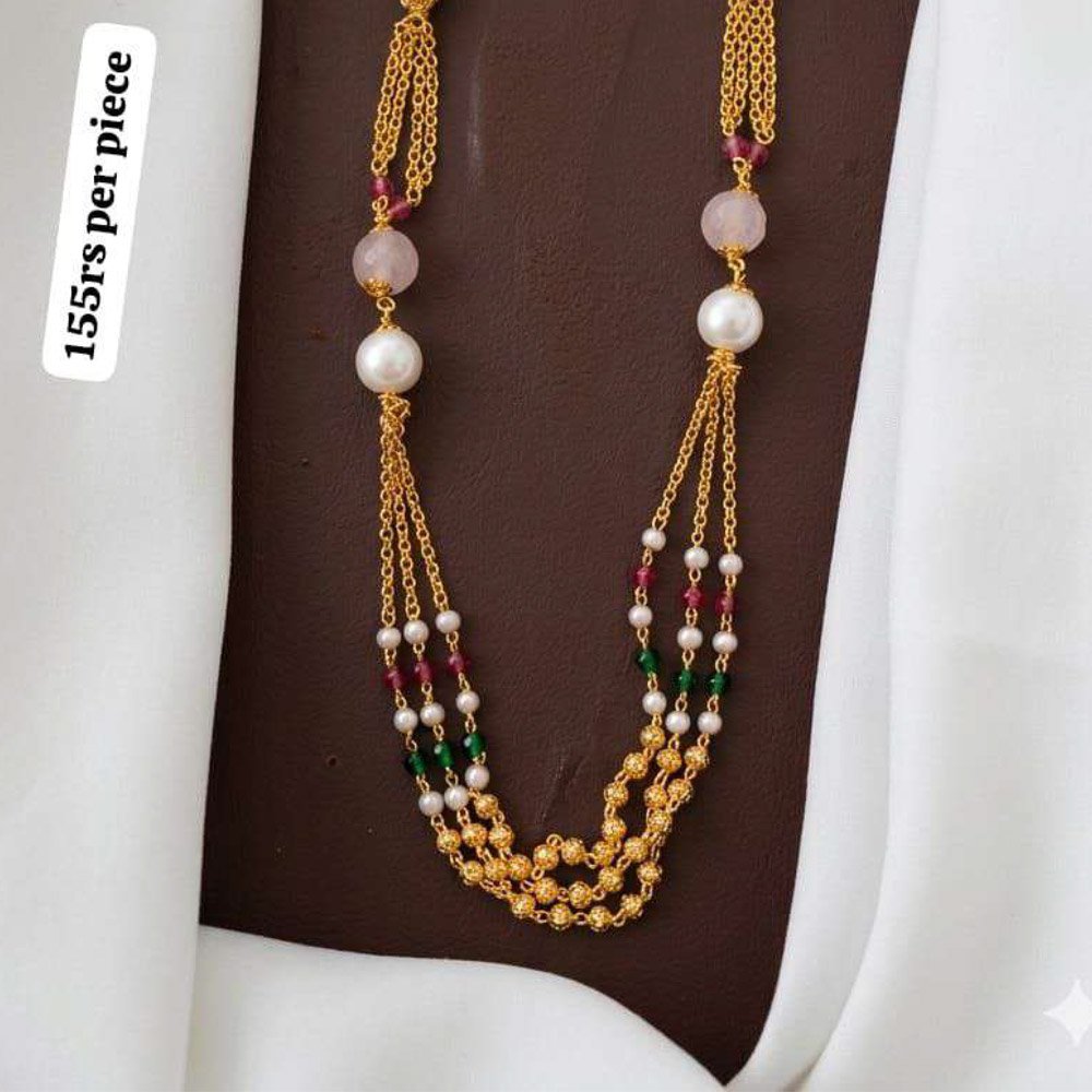 Traditional Gold Plated Multilayer Beaded Necklace (Art No.233) - Image 3