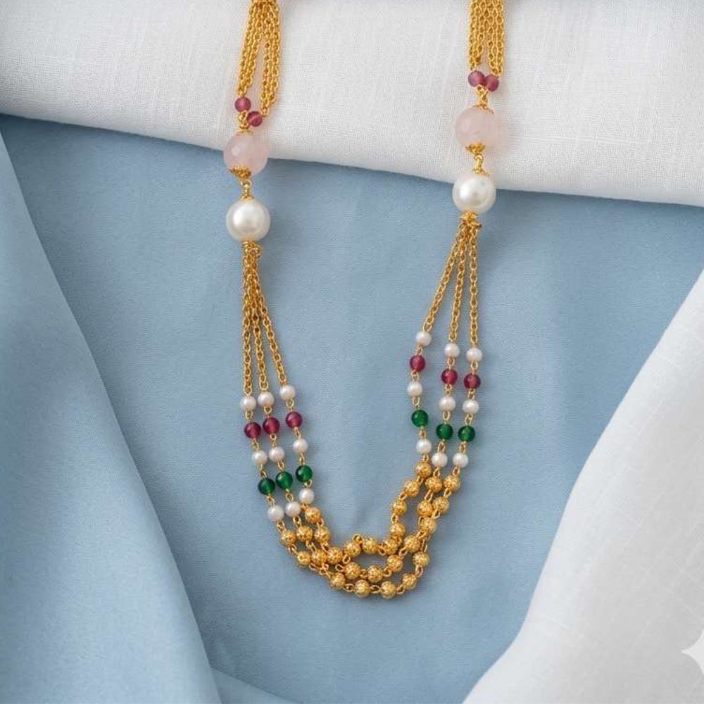 Traditional Gold Plated Multilayer Beaded Necklace (Art No.233) - Image 4