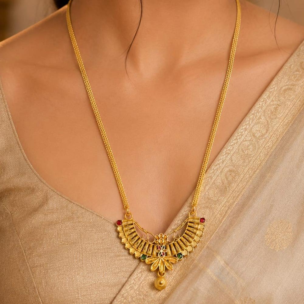 Gold Plated Traditional Floral Necklace (Art No. 346) - Image 2