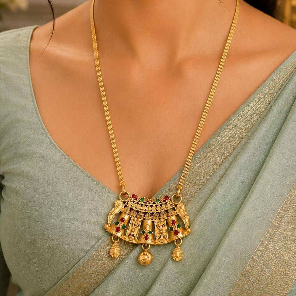 Gold Plated Boat Shape Necklace (Art No. 347) - Image 2