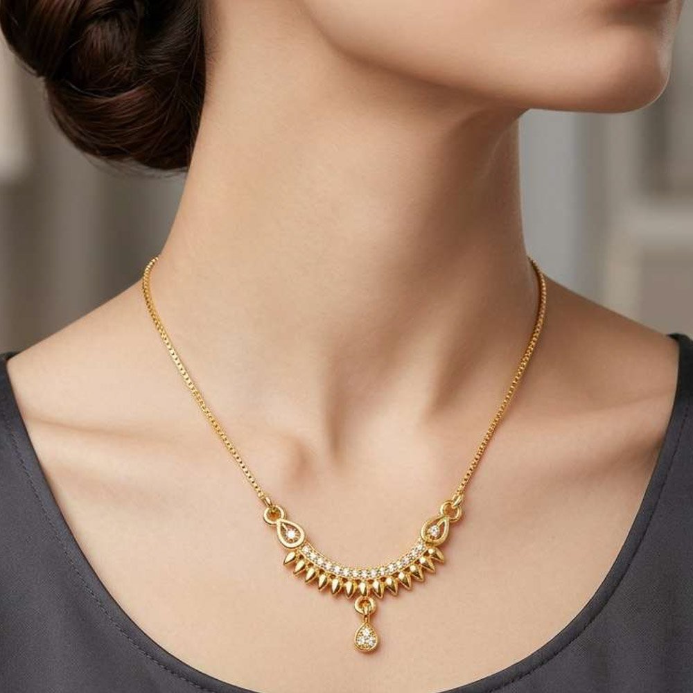Traditional Gold Plated AD Stone Necklace With Ring (Art No.249) - Image 3