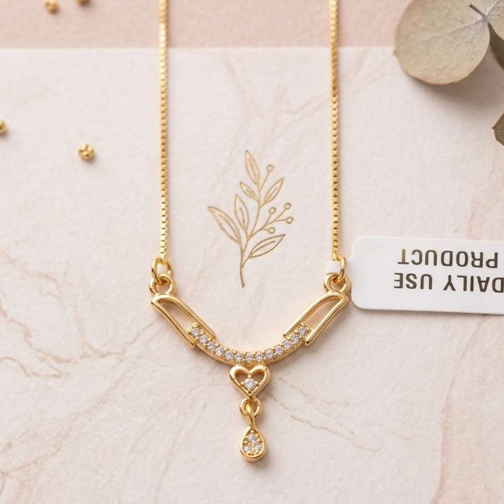 Traditional Gold Plated AD Stone Necklace With Ring (Art No.252) - Image 4