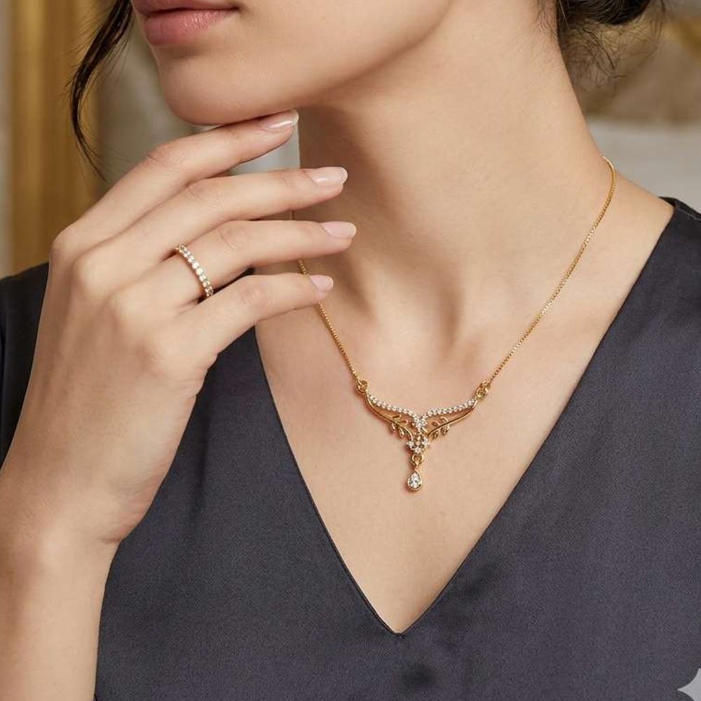 Traditional Gold Plated AD Stone Necklace With Ring (Art No.250)