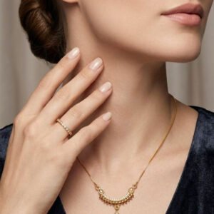 Traditional Gold Plated AD Stone Necklace With Ring (Art No.249)