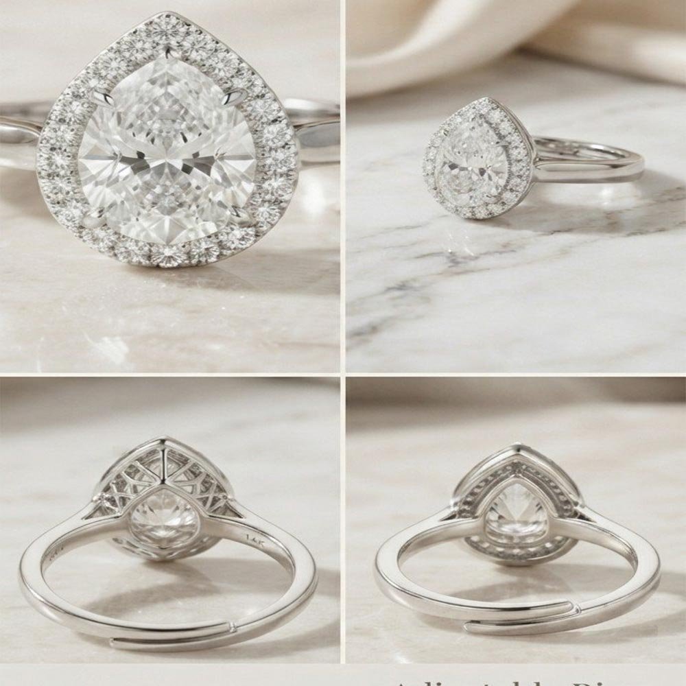 Silver Plated Pear Shape CZ Ring (Art No.291) - Image 2