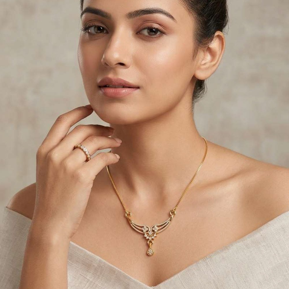 Traditional Gold Plated AD Stone Necklace With Ring(Art No. 253)