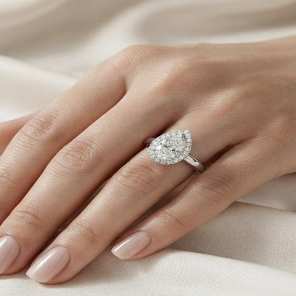Silver Plated Pear Shape CZ Ring (Art No.291) - Image 3