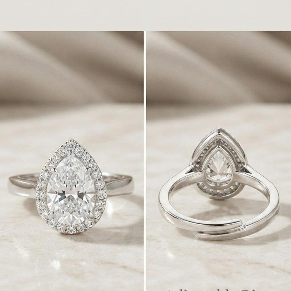 Silver Plated Pear Shape CZ Ring (Art No.291) - Image 4