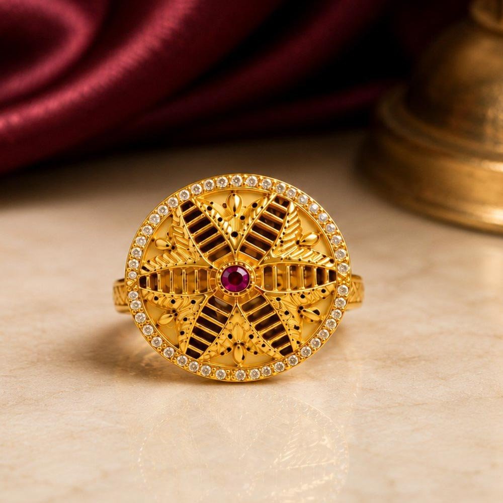 Gold Plated Round Floral Ring (Art No.300)