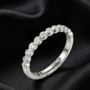 Silver Plated Round CZ Adjustable Ring (Art No.292)