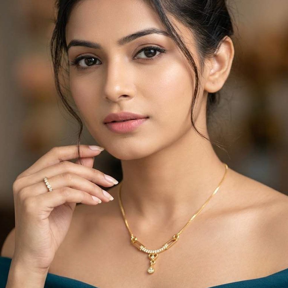 Traditional Gold Plated AD Stone Necklace With Ring (Art No.252)