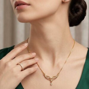 Traditional Gold Plated AD Stone Necklace With Ring (Art No.251)