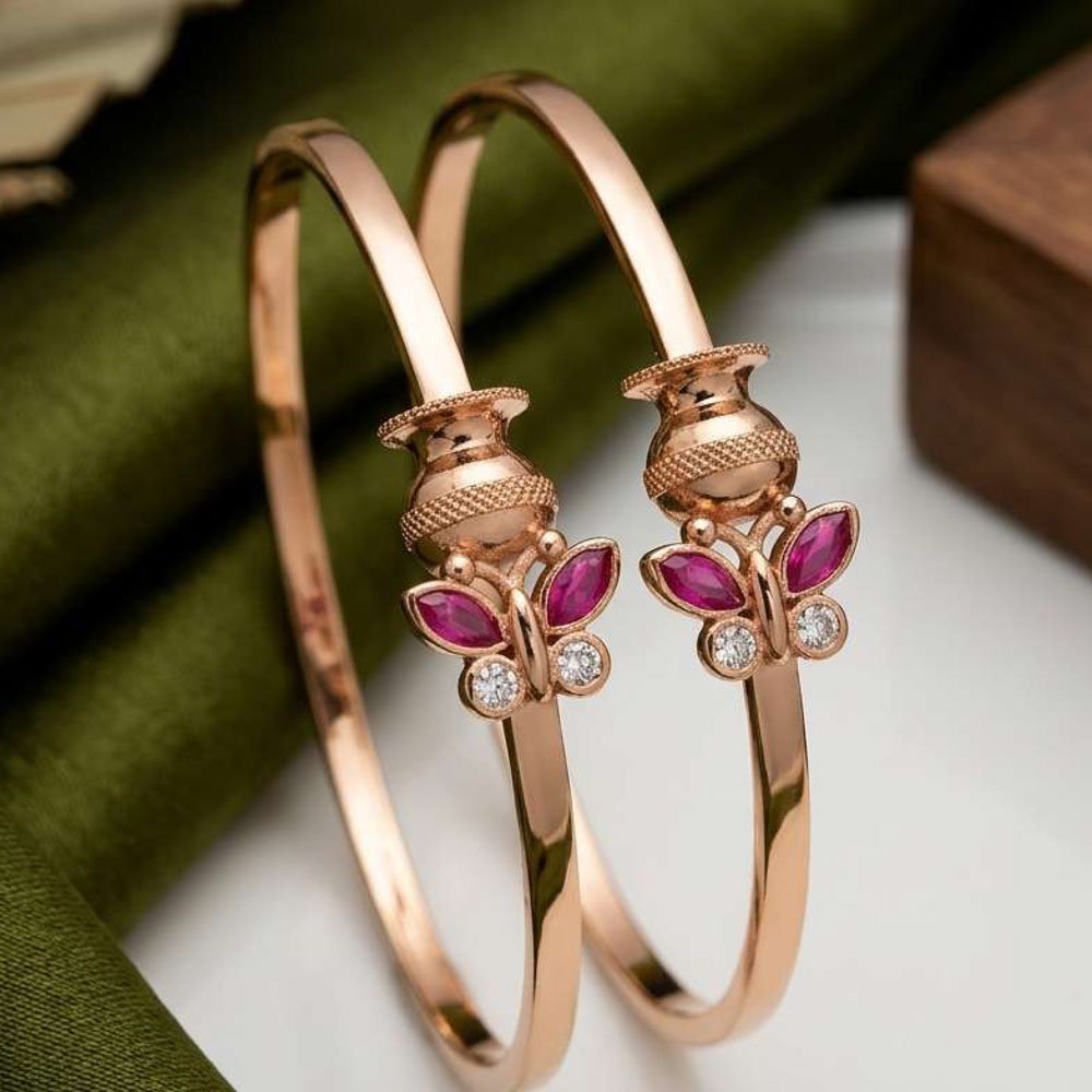 Rose Gold Butterfly Stone Kada Bracelet (Art No. 214)