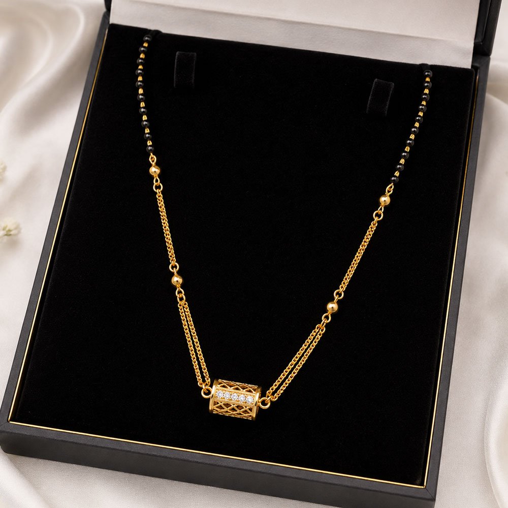 Traditional Gold Plated Black Beads Mangalsutra For Women (Art No. 239) - Image 2