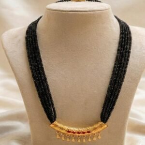 Traditional Gold Plated Black Beaded Necklace (Art No.276)