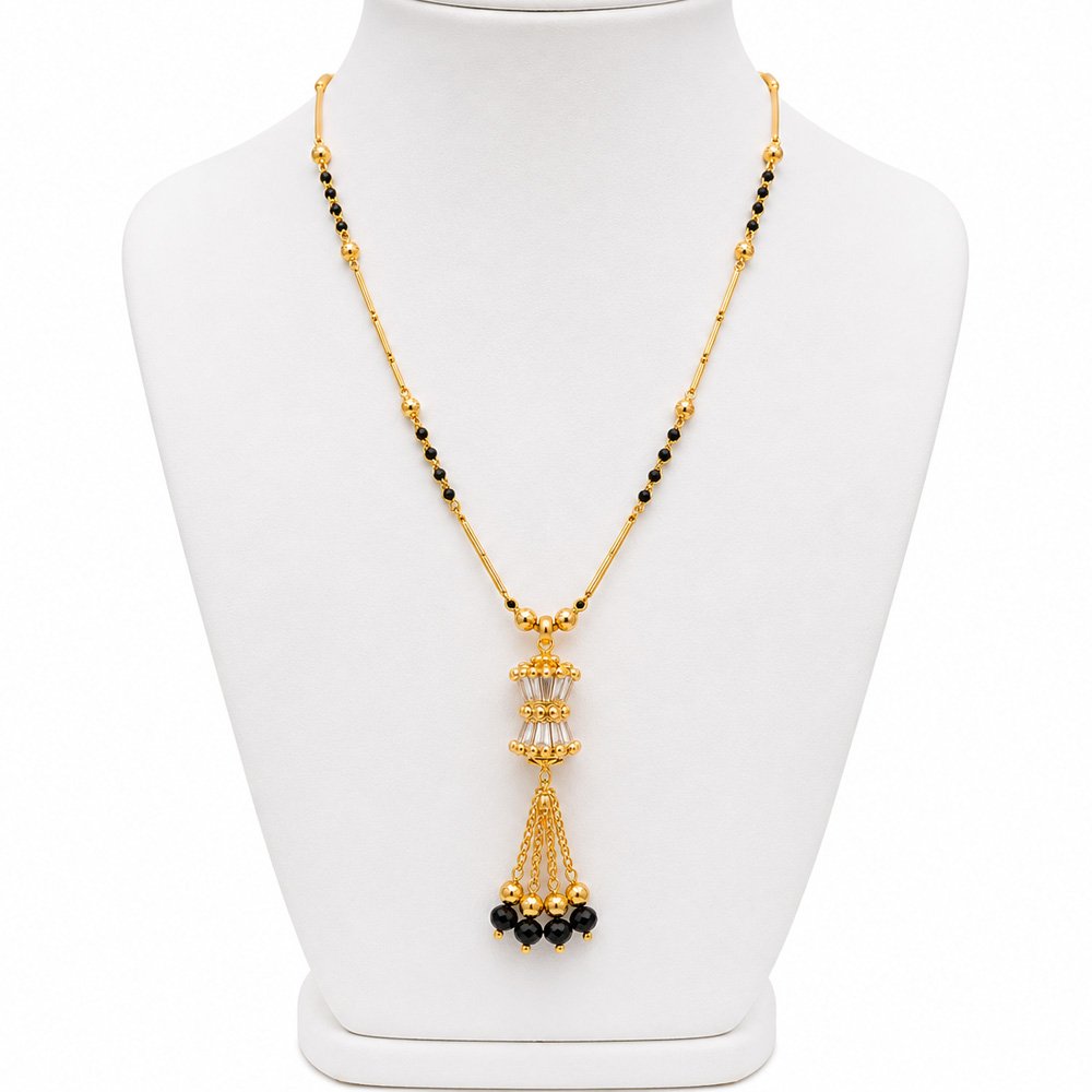 Traditional Gold Plated Black Beads Long Mangalsutra For Women (Art No.238) - Image 2