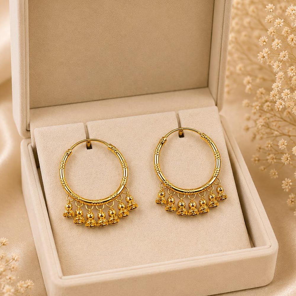 Gold Plated Jhumki Hanging Hoop Earrings (Art No.363) - Image 3