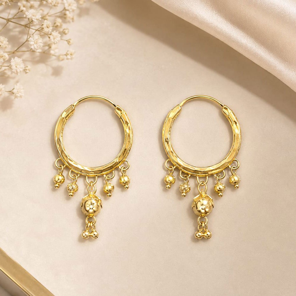 Gold Plated Ghungroo Hoop Earrings for Women and Girls (Art No.305) - Image 3