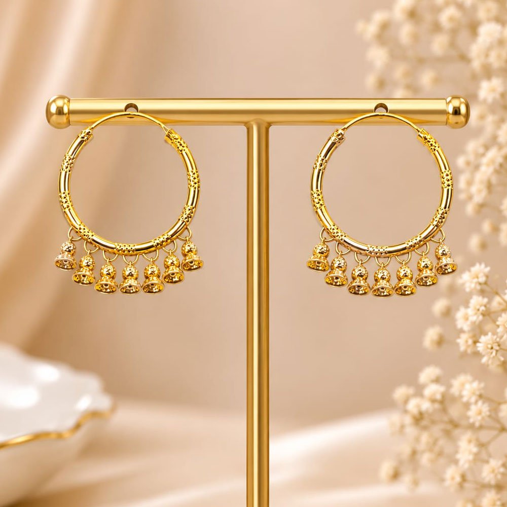 Gold Plated Jhumki Hanging Hoop Earrings (Art No.363)