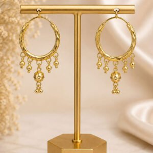 Gold Plated Ghungroo Hoop Earrings for Women and Girls (Art No.305)