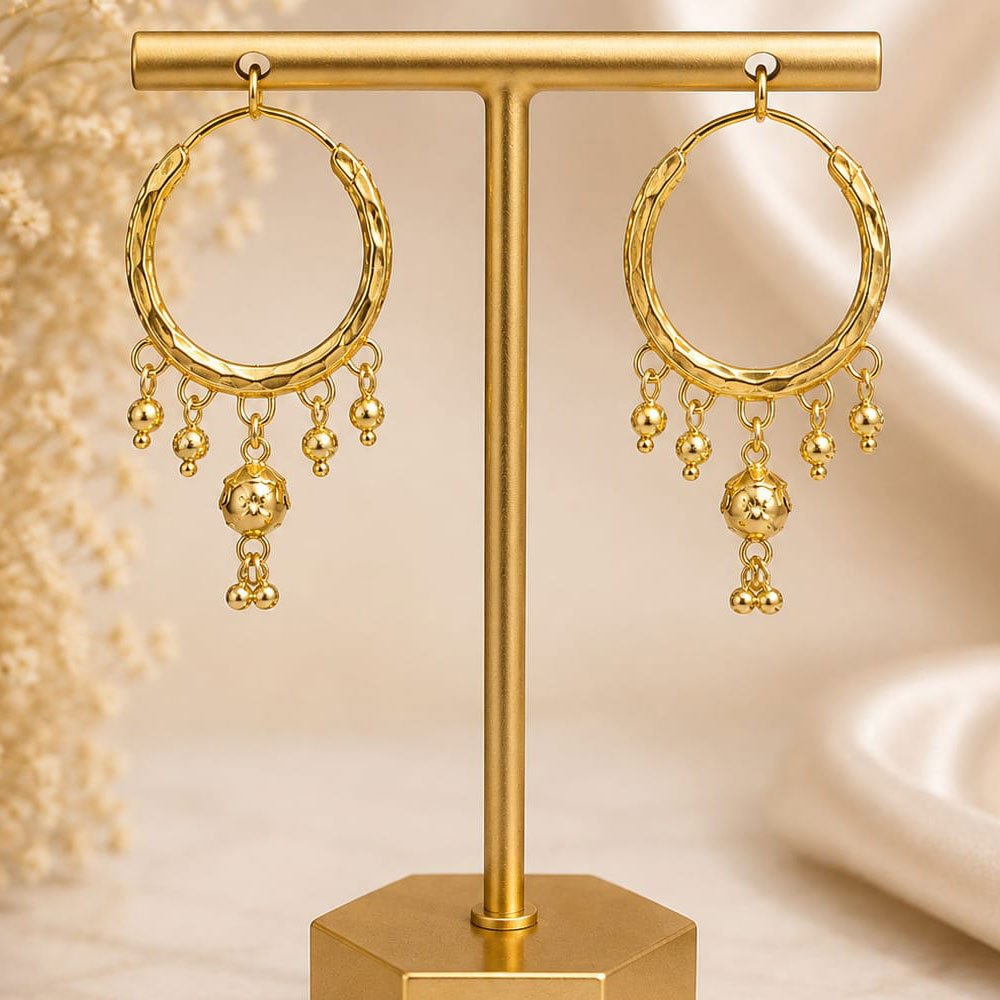 Gold Plated Ghungroo Hoop Earrings for Women and Girls (Art No.305)