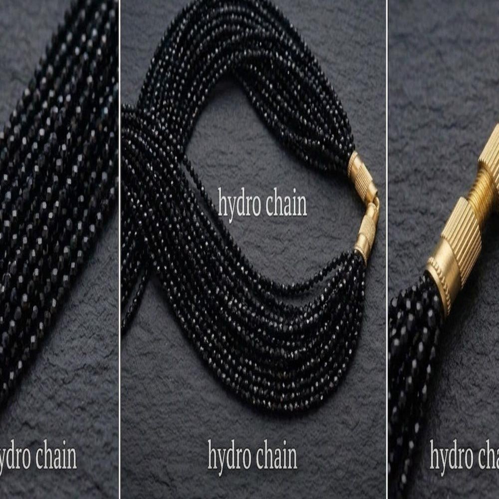 Traditional Gold Plated Black Beaded Necklace (Art No.276) - Image 2