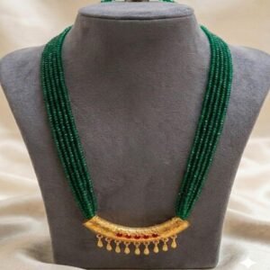 Traditional Gold Plated Green Beaded Necklace(Art No.277)
