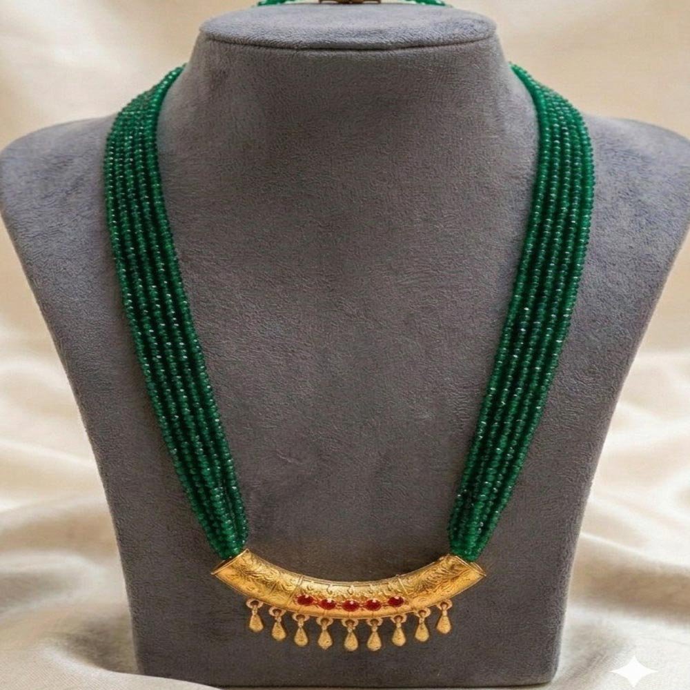 Traditional Gold Plated Green Beaded Necklace(Art No.277)
