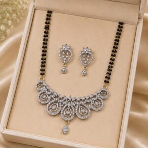 Silver Plated AD Stone Mangalsutra Set With Earrings (Art No. 341)