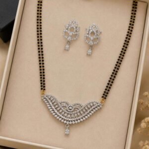 Silver Plated AD Stone Mangalsutra Set With Earrings (Art No. 285)
