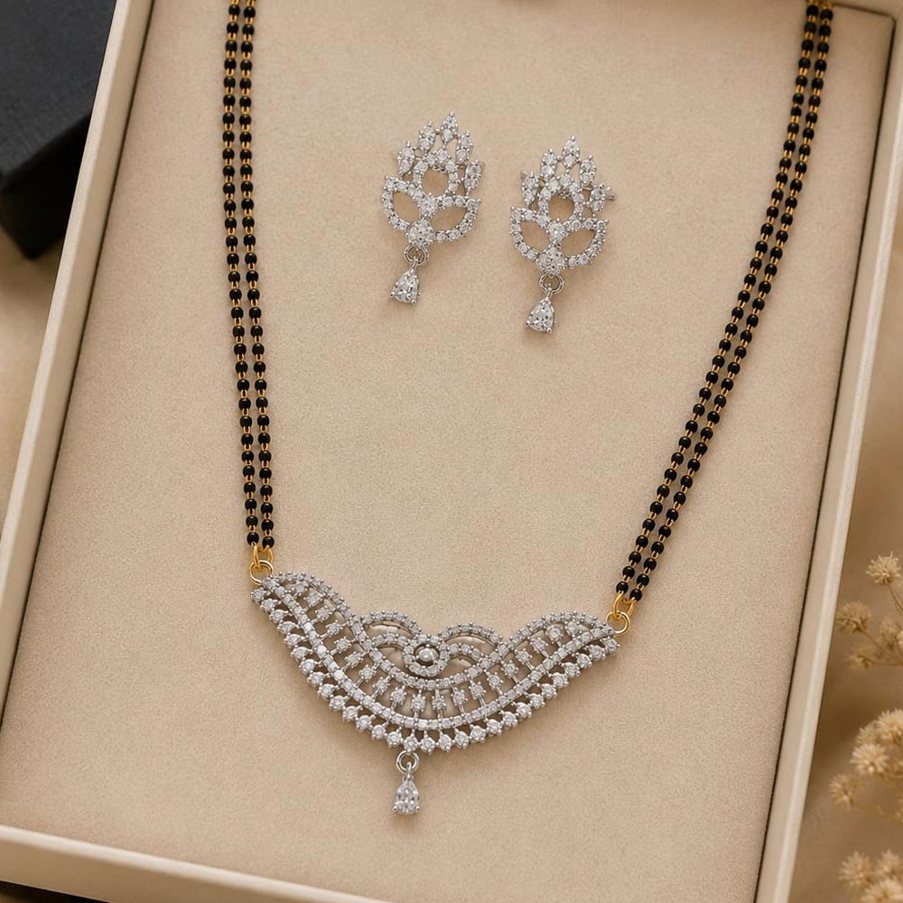 Silver Plated AD Stone Mangalsutra Set With Earrings (Art No. 285)