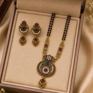 Gold Plated Antique Black Beads Mangalsutra Set for Women (Art No. 332)