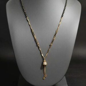 Gold Plated Black Beads Bell Tassel Mangalsutra for Women (Art No. 330)