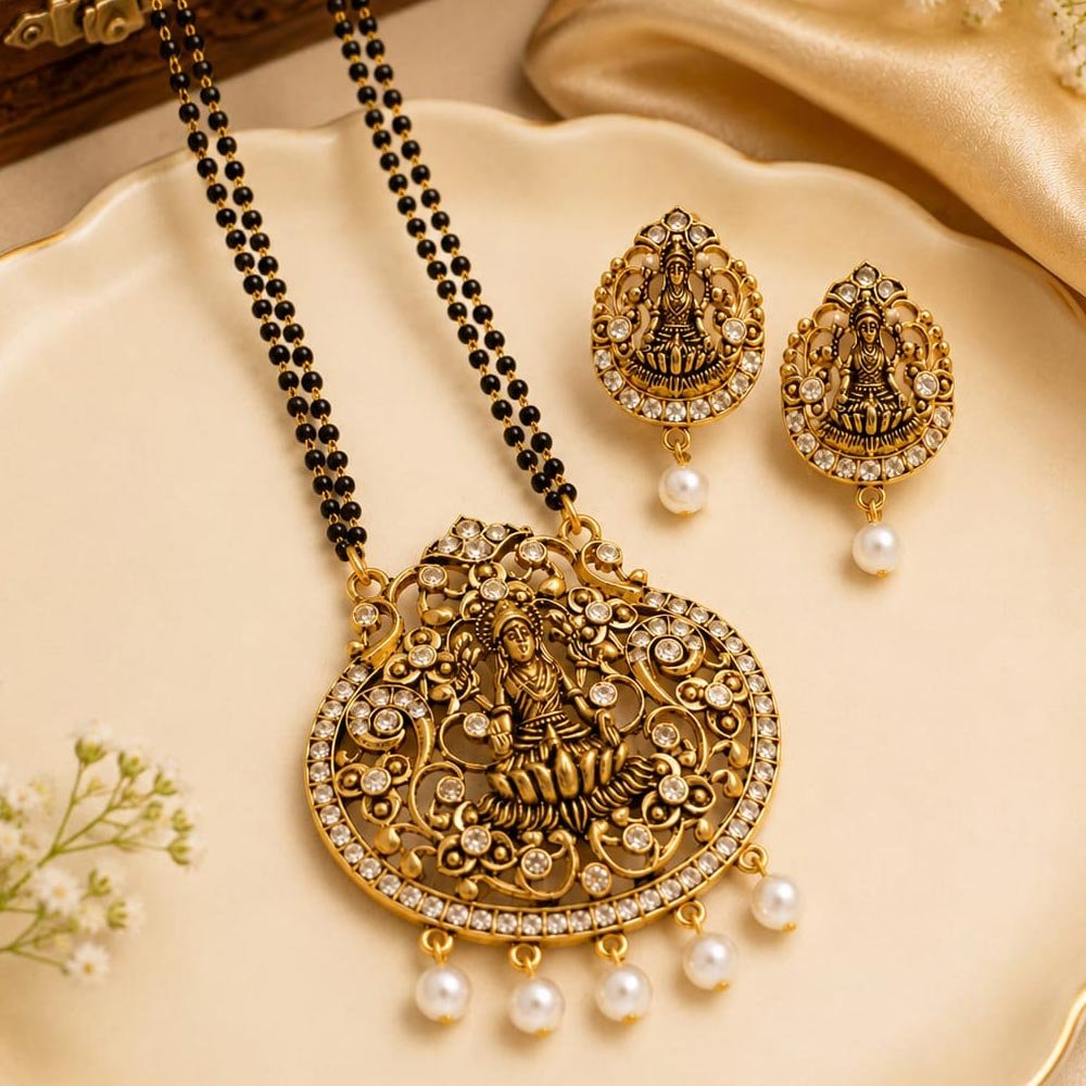 Gold Plated Lakshmi Mangalsutra Set with Earrings (Art No.375)
