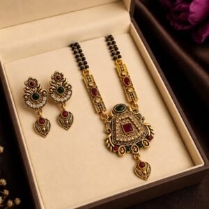 Antique Gold Plated Matka Mangalsutra Earrings Set (Art No. 333)