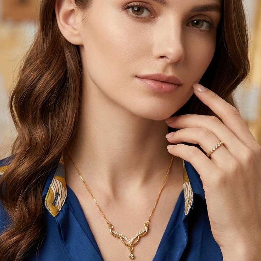 Traditional Gold Plated AD Necklace With Ring (Art No.259)