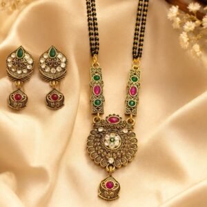 Gold Plated Purple Green Stone Mangalsutra Set for Women (Art No.321)