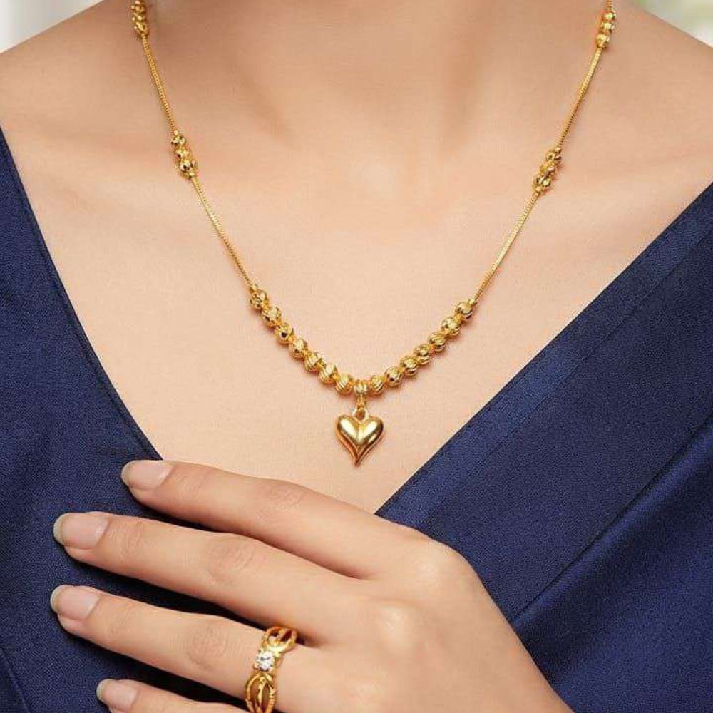 Traditional Gold Plated Heart Pendant Necklace With Ring (Art No.269) - Image 2