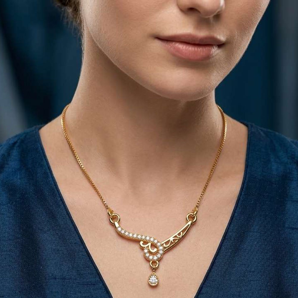 Traditional Gold Plated AD Necklace With Ring (Art No.258) - Image 2