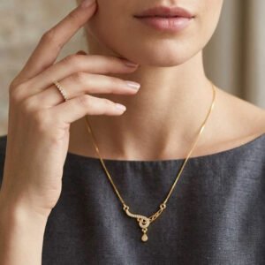 Traditional Gold Plated AD Necklace With Ring (Art No.258)