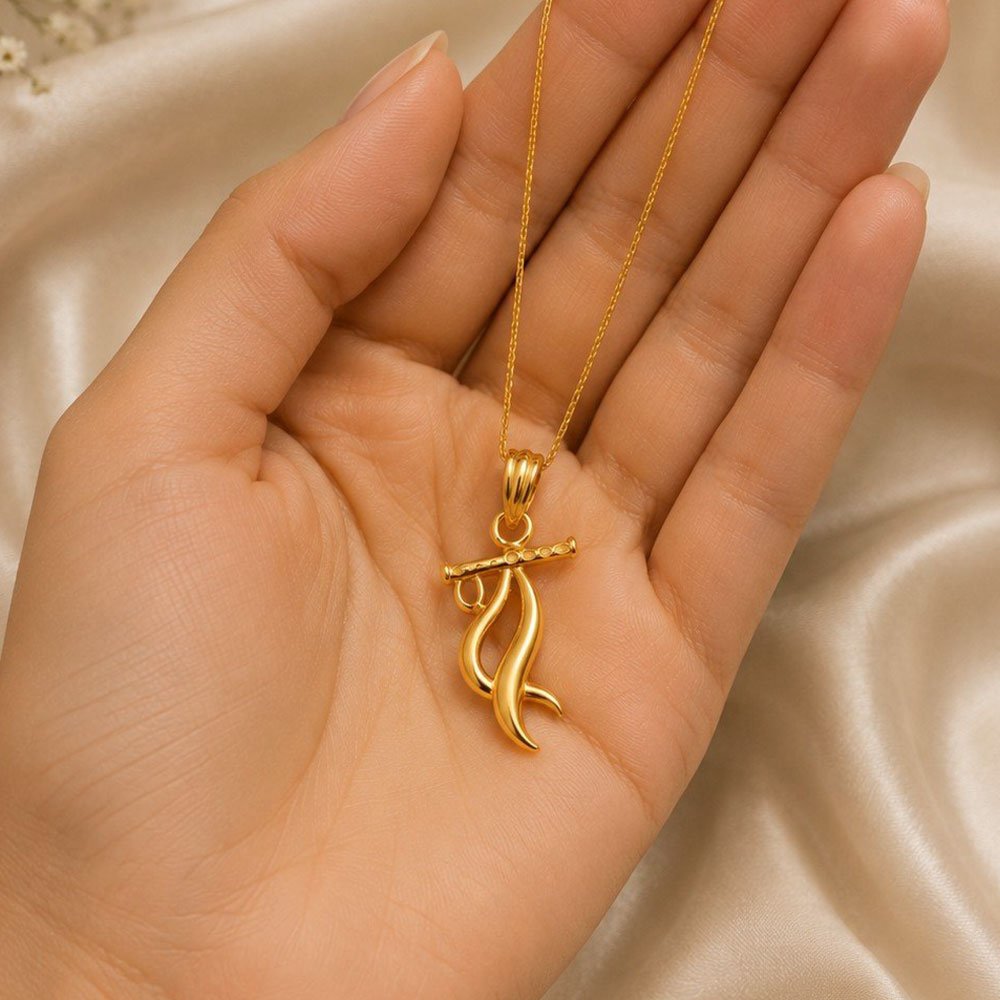 Gold Plated Lord Krishna Flute Pendant With Chain (Art No.316) - Image 3