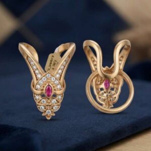 Traditional Gold Plated Maroon Stone Ring (Art No.262)