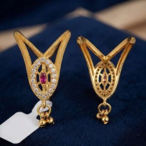 Traditional Gold Plated Maroon Stone Charm Ring (Art No.263)