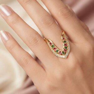 Traditional Gold Plated Multicolor Stone Designer Ring (Art No.267)