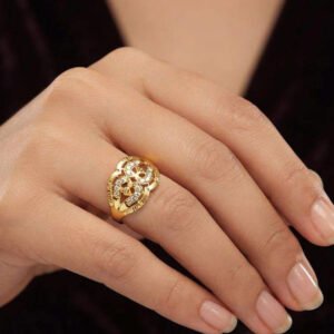 Traditional Gold Plated CZ Floral Ring (Art No.273)