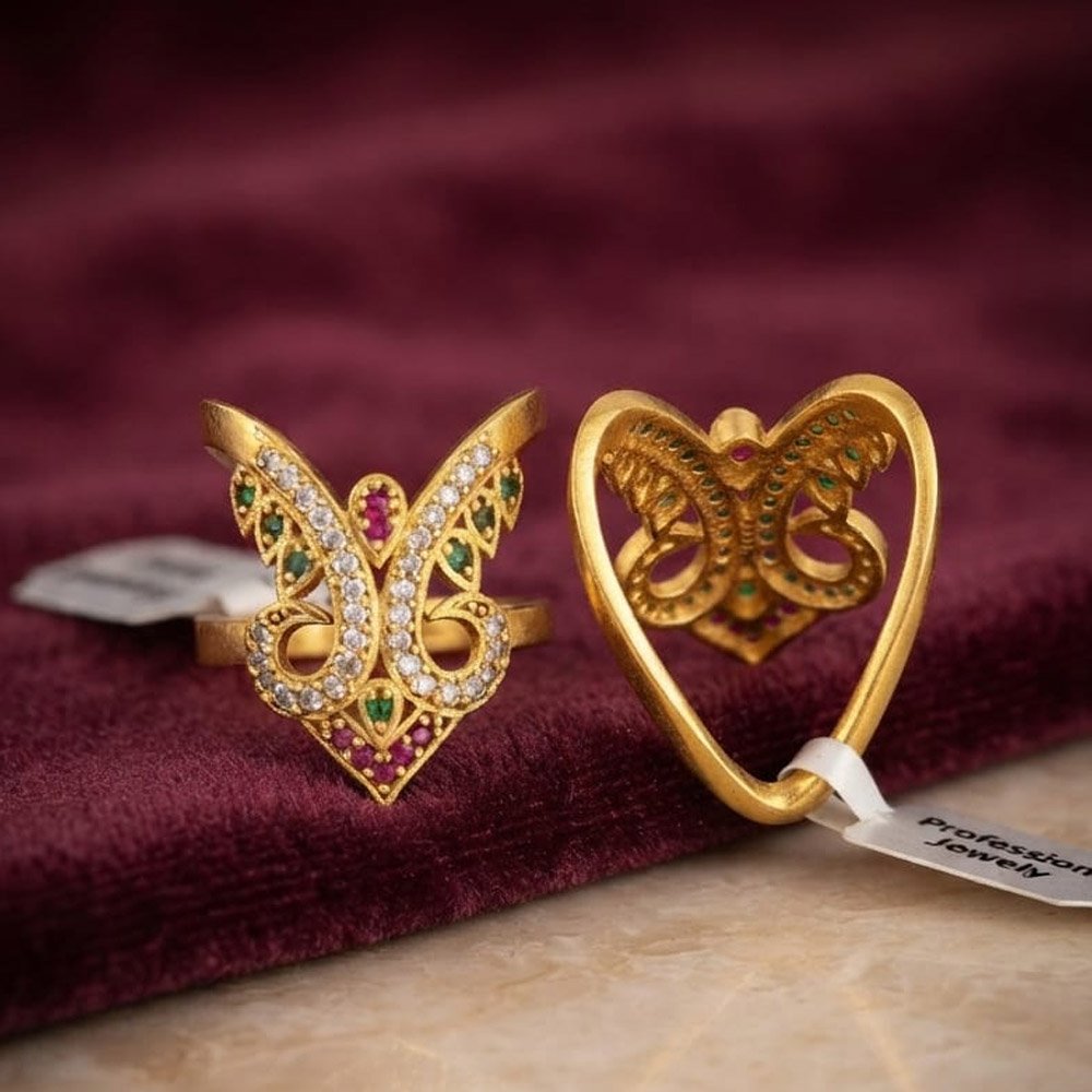 Gold Plated Butterfly Stone Adjustable Ring (Art No.286)